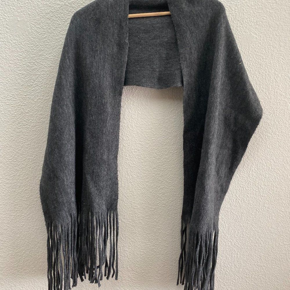 Lucky Brand Tassel Polyester Acrylic Scarf One Size OS Gray Color
